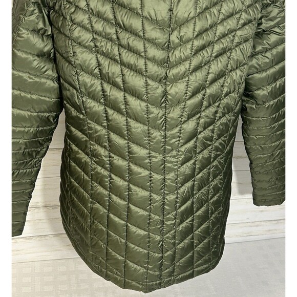 LANDS END Womens LARGE Primaloft Insulated Quilted Jacket Green Full Zip Hooded - Picture 9 of 16
